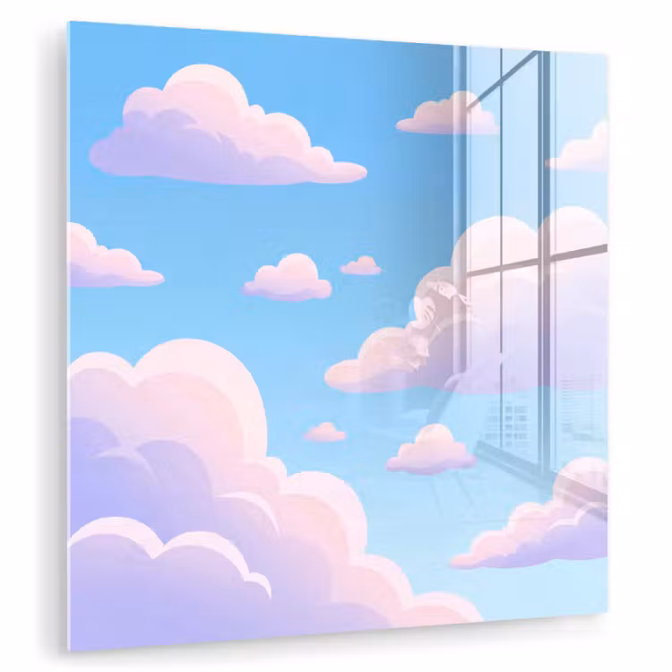 Wolken - Roze - Blauw - Natuur - Modern plexiglas 5mm klein -zzzproduct_nieuw
