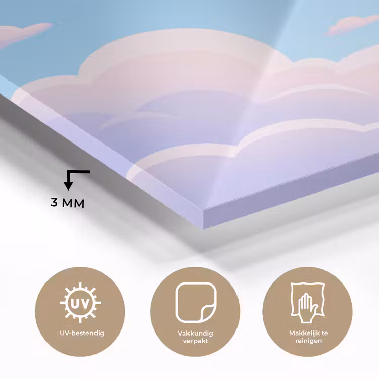 Wolken - Roze - Blauw - Natuur - Modern plexiglas 5mm klein -sfeer2