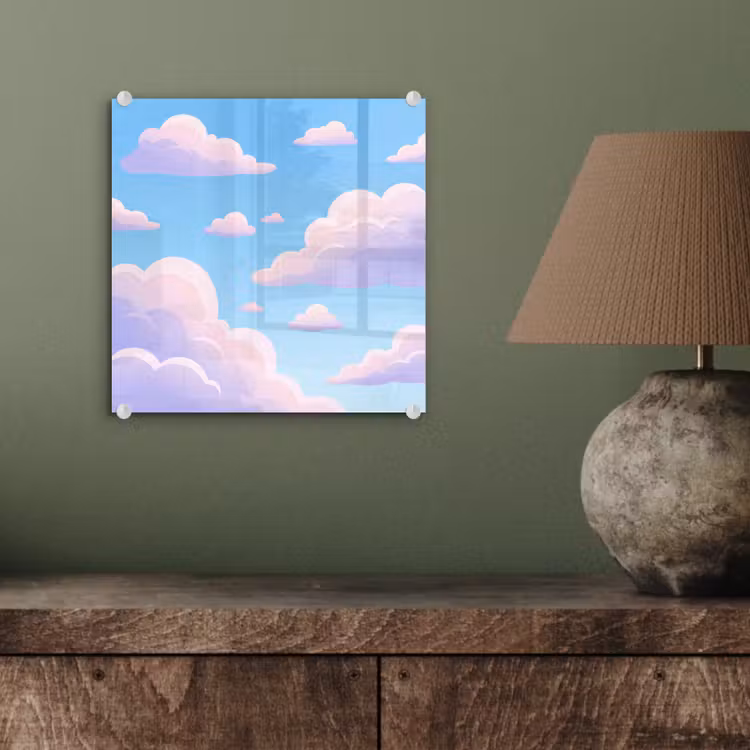 Wolken - Roze - Blauw - Natuur - Modern plexiglas 5mm klein -sfeer3