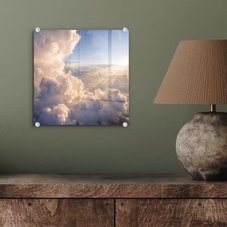 Wolken - Zonnestralen - Natuur - Wit plexiglas 5mm klein -sfeer3