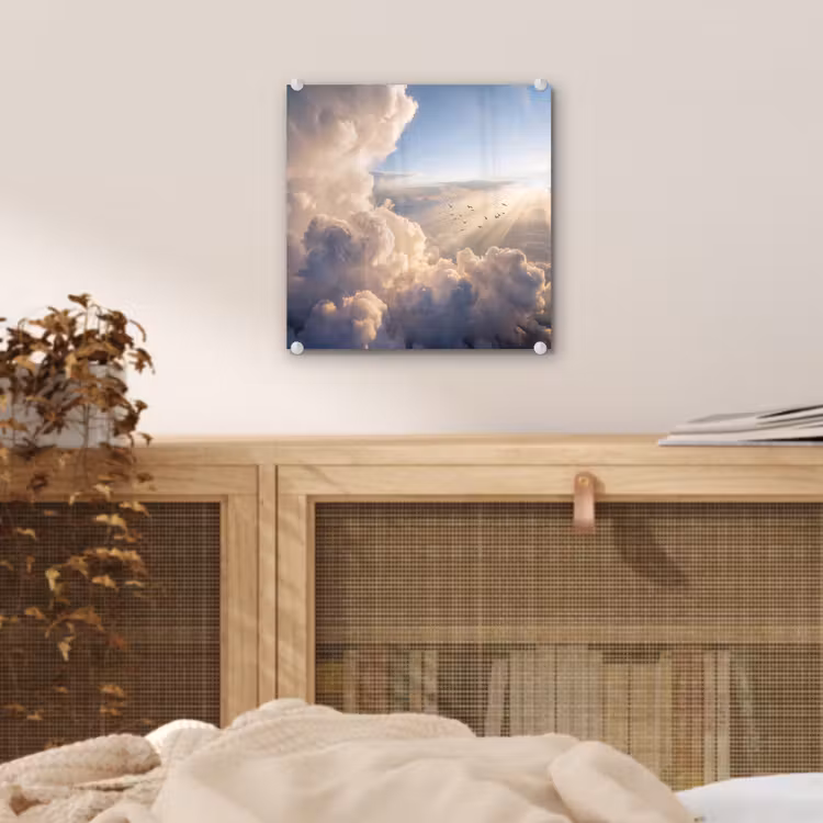 Wolken - Zonnestralen - Natuur - Wit plexiglas 5mm klein -sfeer4