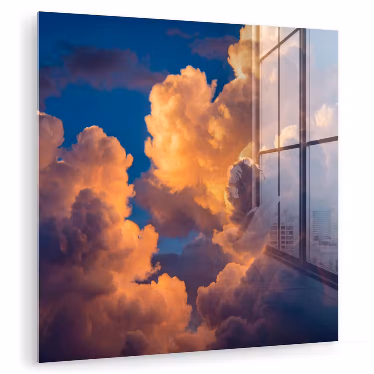 Wolken - Zonsondergang - Natuur - Oranje - Blauw plexiglas 5mm klein -zzzproduct_nieuw
