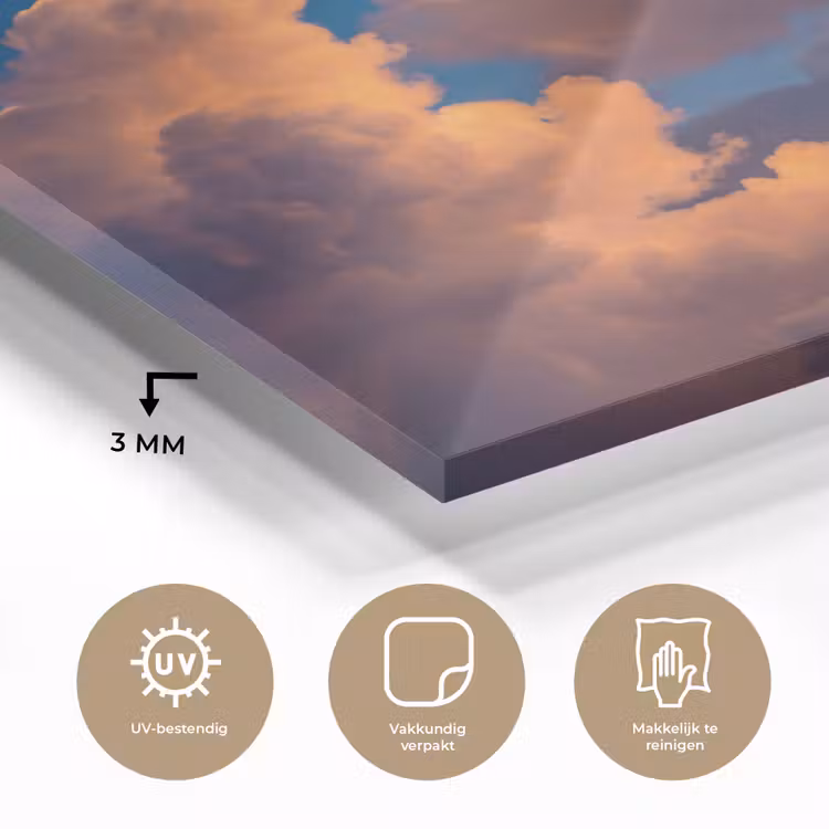 Wolken - Zonsondergang - Natuur - Oranje - Blauw plexiglas 5mm klein -sfeer2