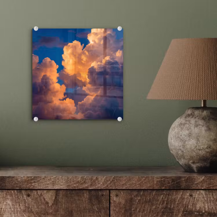 Wolken - Zonsondergang - Natuur - Oranje - Blauw plexiglas 5mm klein -sfeer3
