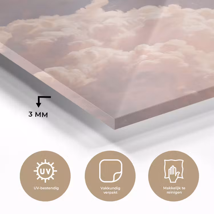 Wolken - Zonsondergang - Natuur - Pastel - Roze plexiglas 5mm klein -sfeer2