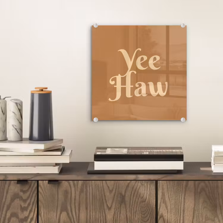 Yee haw - Bruin - Minimalistisch plexiglas 5mm klein -sfeer1