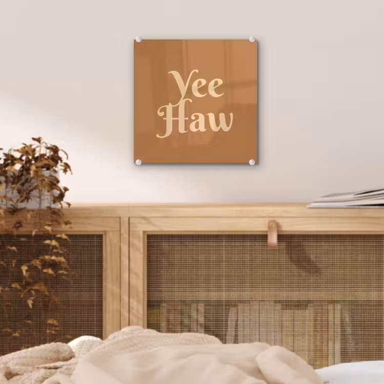 Yee haw - Bruin - Minimalistisch plexiglas 5mm klein -sfeer4