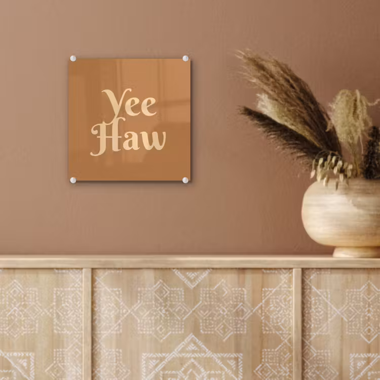 Yee haw - Bruin - Minimalistisch plexiglas 5mm klein -sfeer5