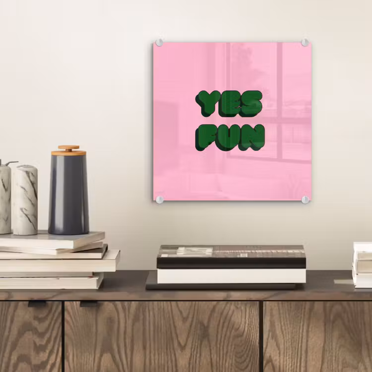 Yes fun - Groen - Roze plexiglas 5mm klein -sfeer1