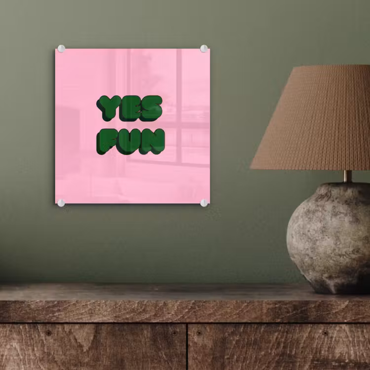 Yes fun - Groen - Roze plexiglas 5mm klein -sfeer3