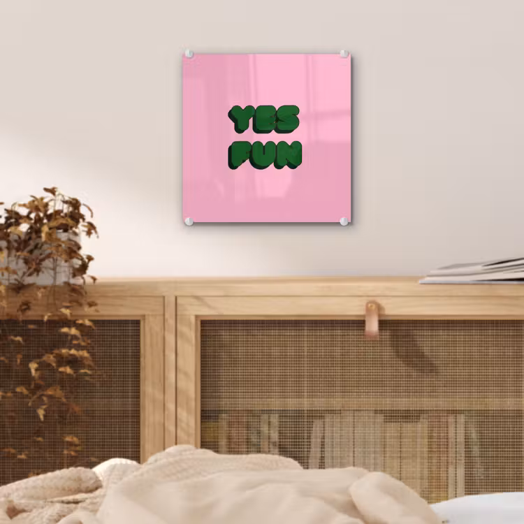 Yes fun - Groen - Roze plexiglas 5mm klein -sfeer4