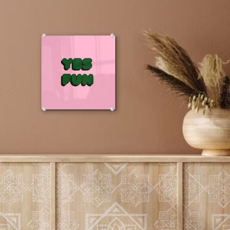Yes fun - Groen - Roze plexiglas 5mm klein -sfeer5
