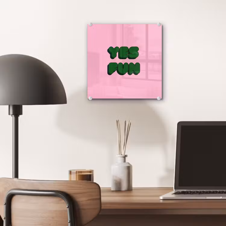 Yes fun - Groen - Roze plexiglas 5mm klein -sfeer6