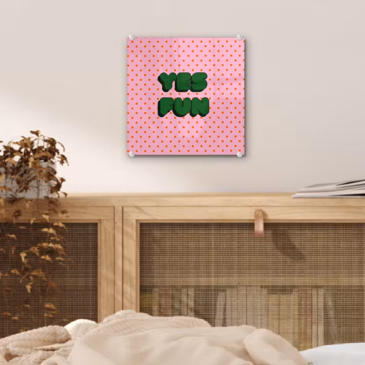 Yes fun - Groen - Roze - Stippen plexiglas 5mm klein -sfeer4