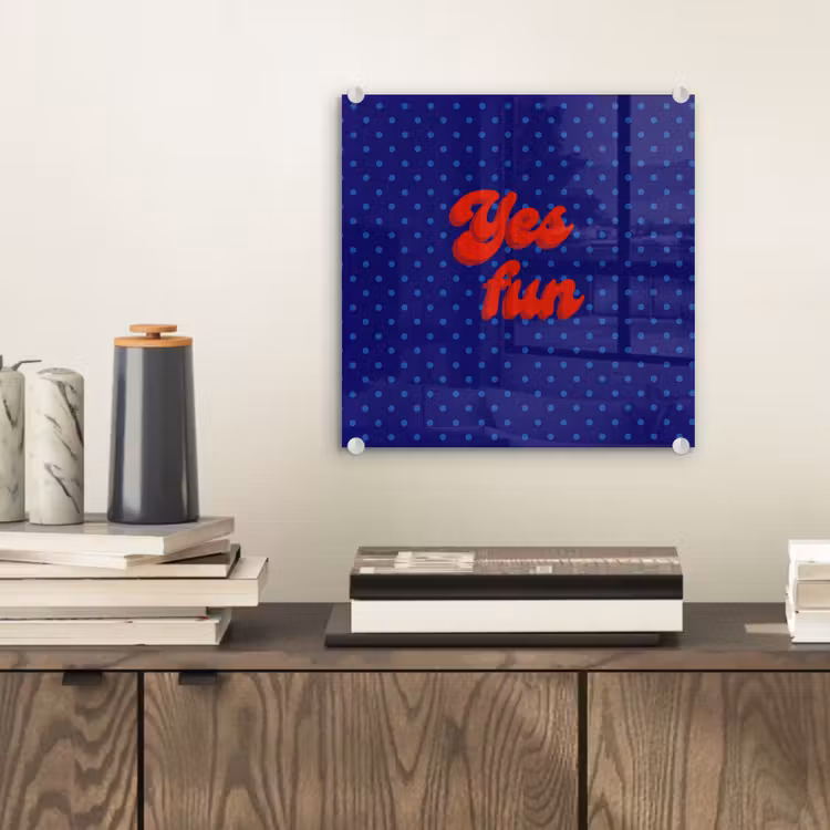 Yes fun - Rood - Blauw - Stippen plexiglas 5mm klein -sfeer1