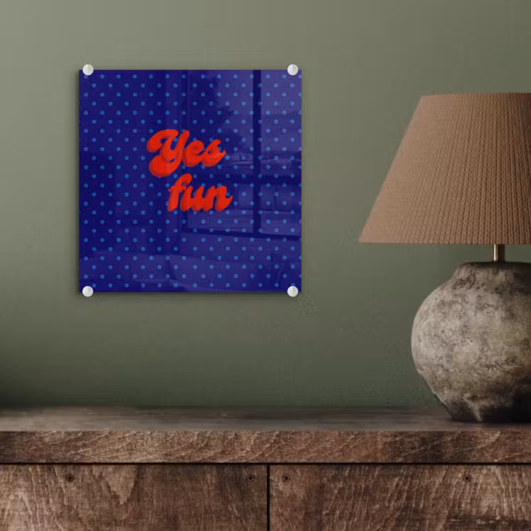 Yes fun - Rood - Blauw - Stippen plexiglas 5mm klein -sfeer3