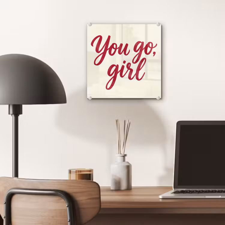 you go girl - Rood - Wit plexiglas 5mm klein -sfeer6