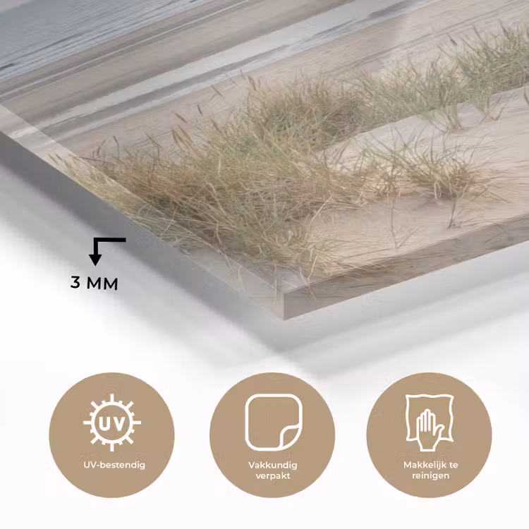 Zandstrand - Bewolkt - Duinen plexiglas 5mm klein -sfeer2
