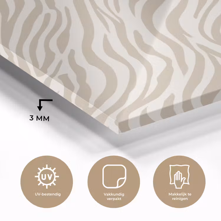 Zebra - Patroon - Beige plexiglas 5mm klein 11 -sfeer2