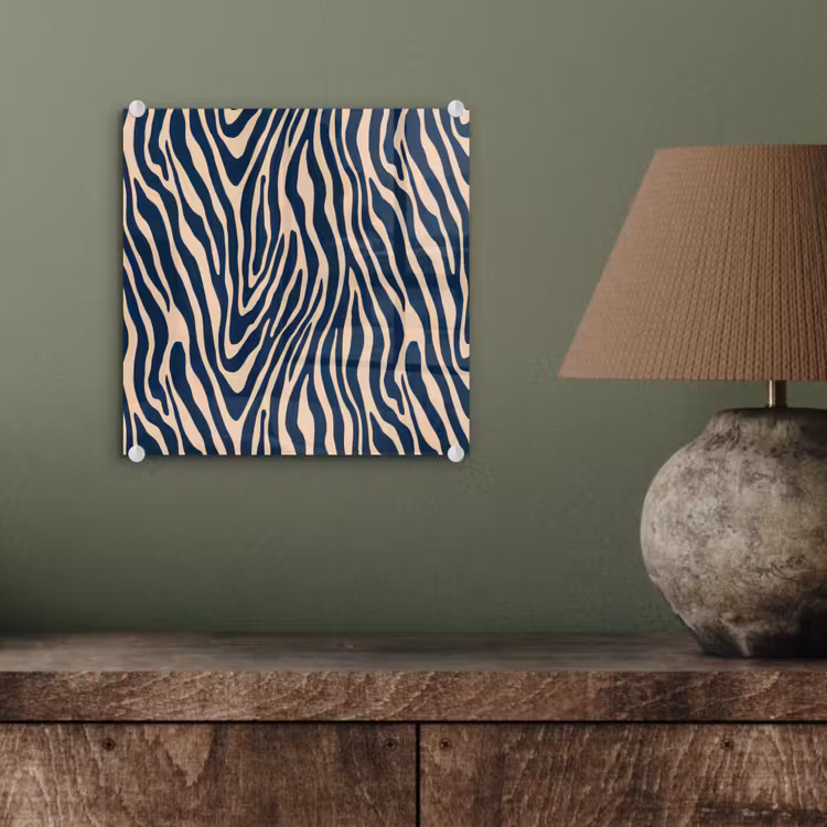 Zebra - Patroon - Blauw - Beige plexiglas 5mm klein 11 -sfeer3