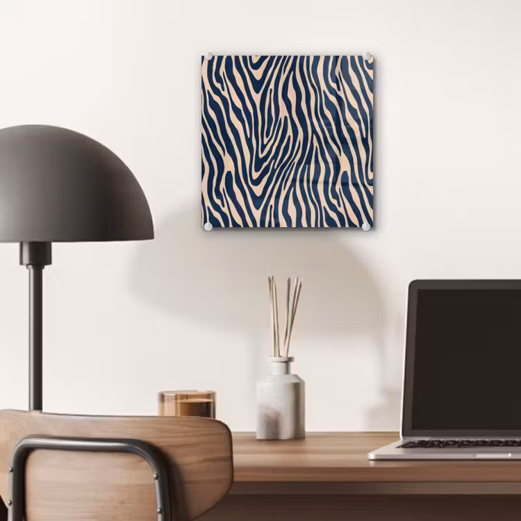 Zebra - Patroon - Blauw - Beige plexiglas 5mm klein 11 -sfeer6