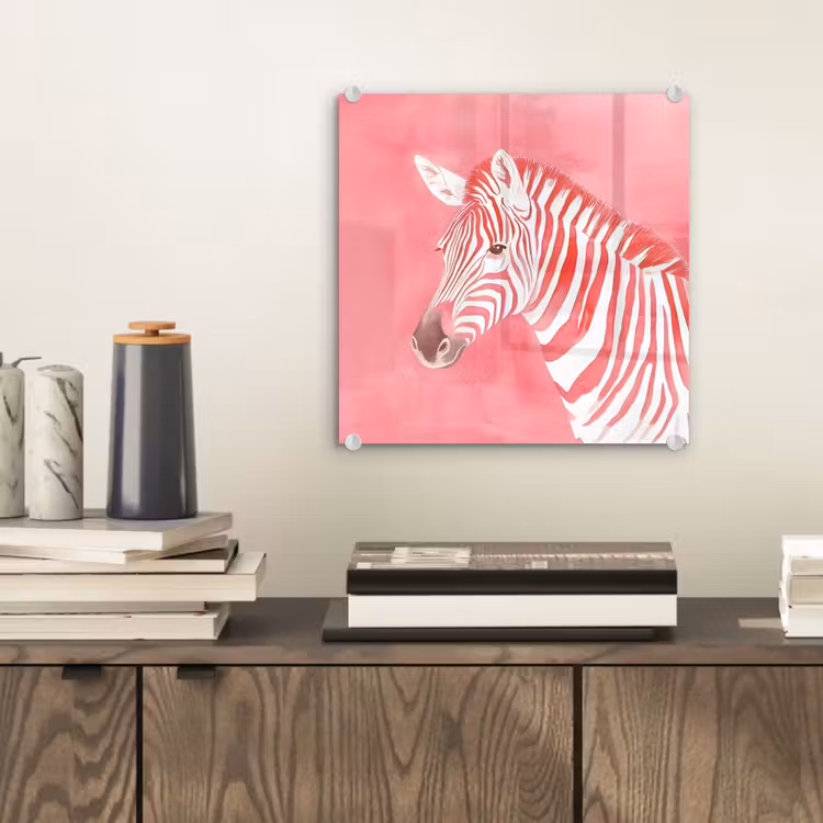Zebra - Pink - Verf plexiglas 5mm klein -sfeer1