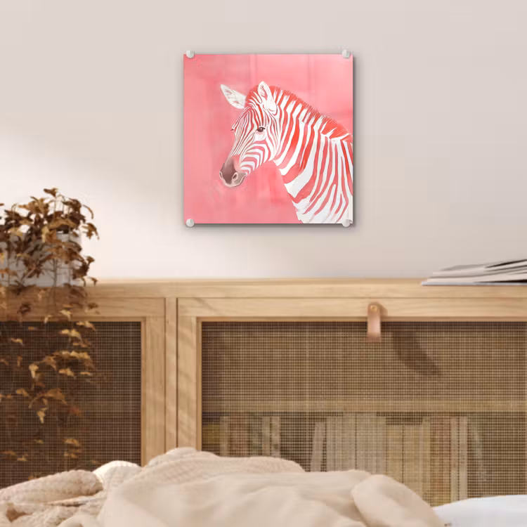 Zebra - Pink - Verf plexiglas 5mm klein -sfeer4