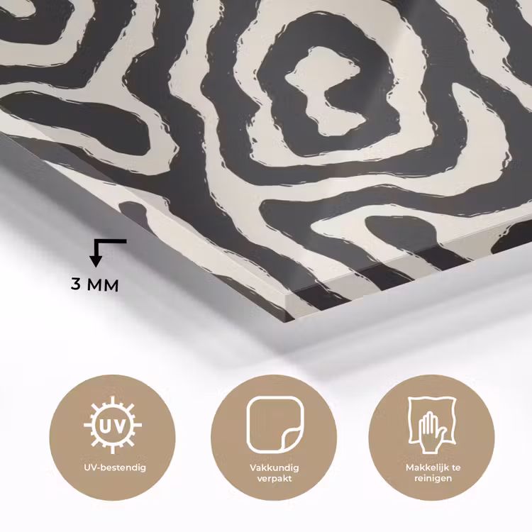 Zebra - Zwart - Abstract plexiglas 5mm klein 11 -sfeer2