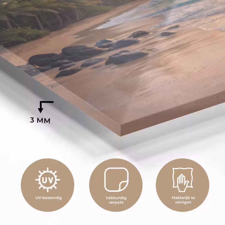 Zee - Berg - Landschap - Tropisch - Goud plexiglas 5mm klein -sfeer2