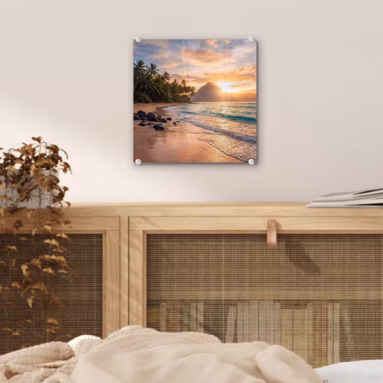 Zee - Berg - Landschap - Tropisch - Goud plexiglas 5mm klein -sfeer4
