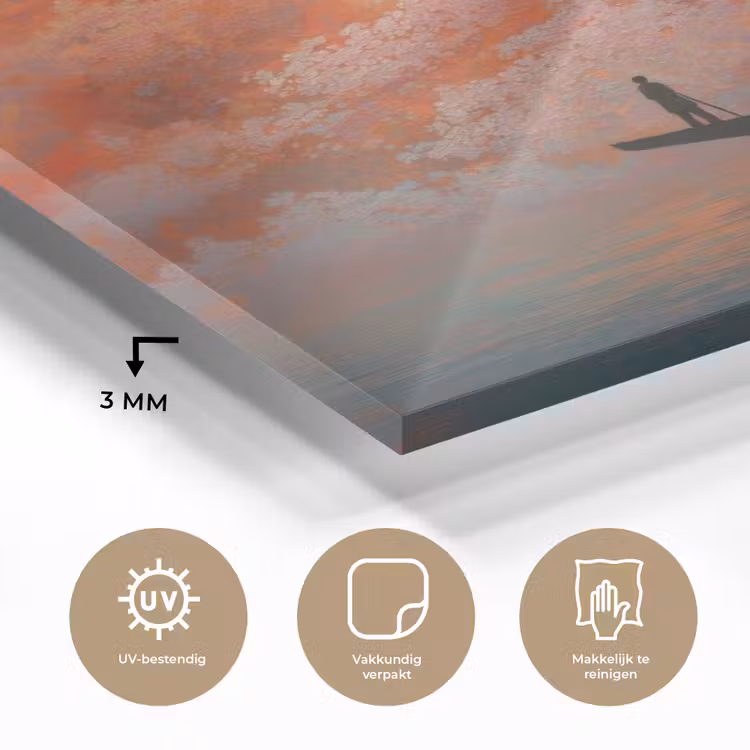 Zee - Boot - Wolken - Oranje plexiglas 5mm klein -sfeer2