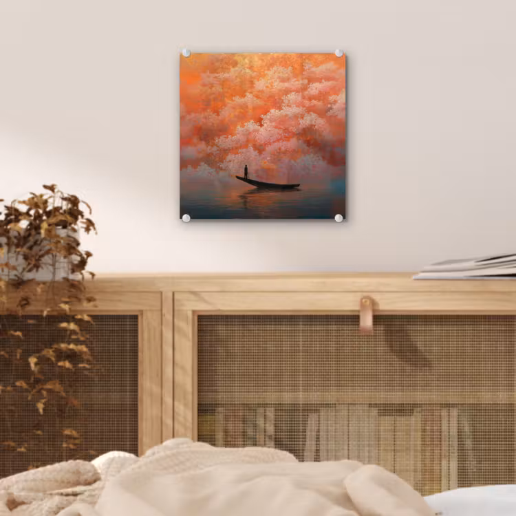 Zee - Boot - Wolken - Oranje plexiglas 5mm klein -sfeer4