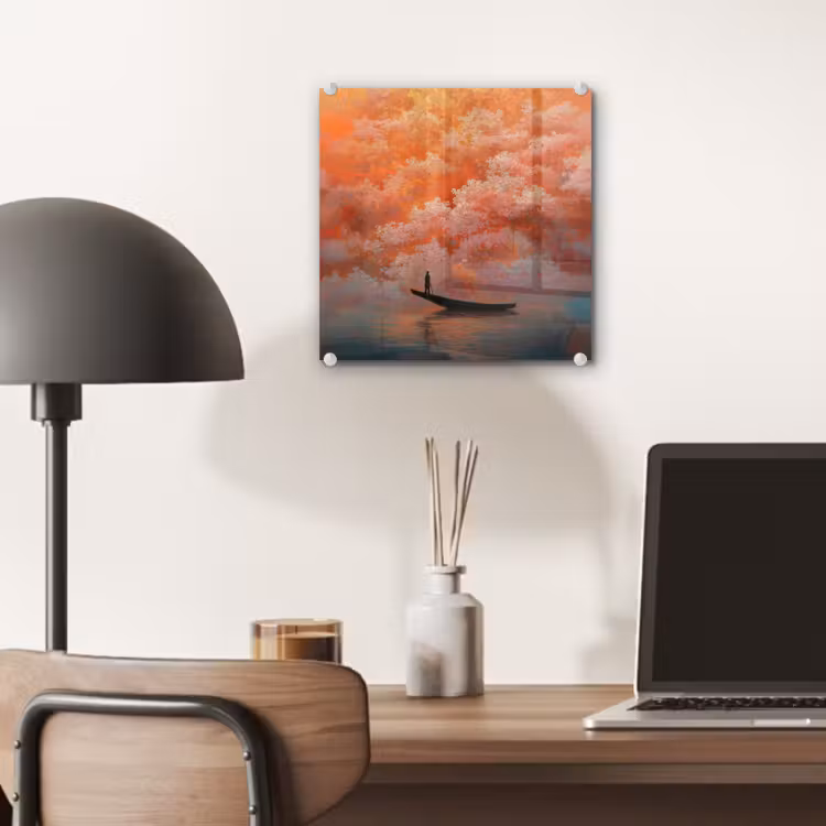 Zee - Boot - Wolken - Oranje plexiglas 5mm klein -sfeer6
