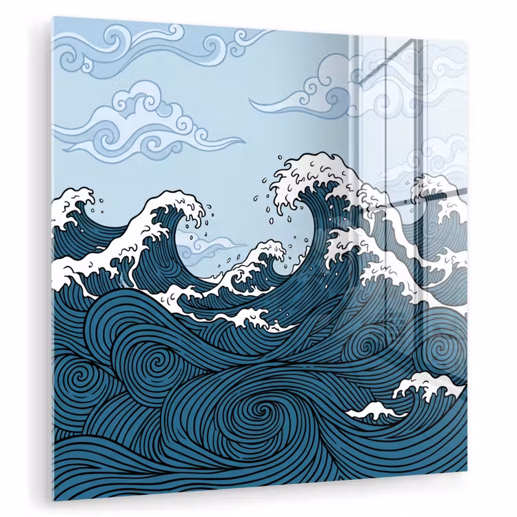 Zee - Golven - Japans - Natuur - Blauw plexiglas 5mm klein -zzzproduct_nieuw