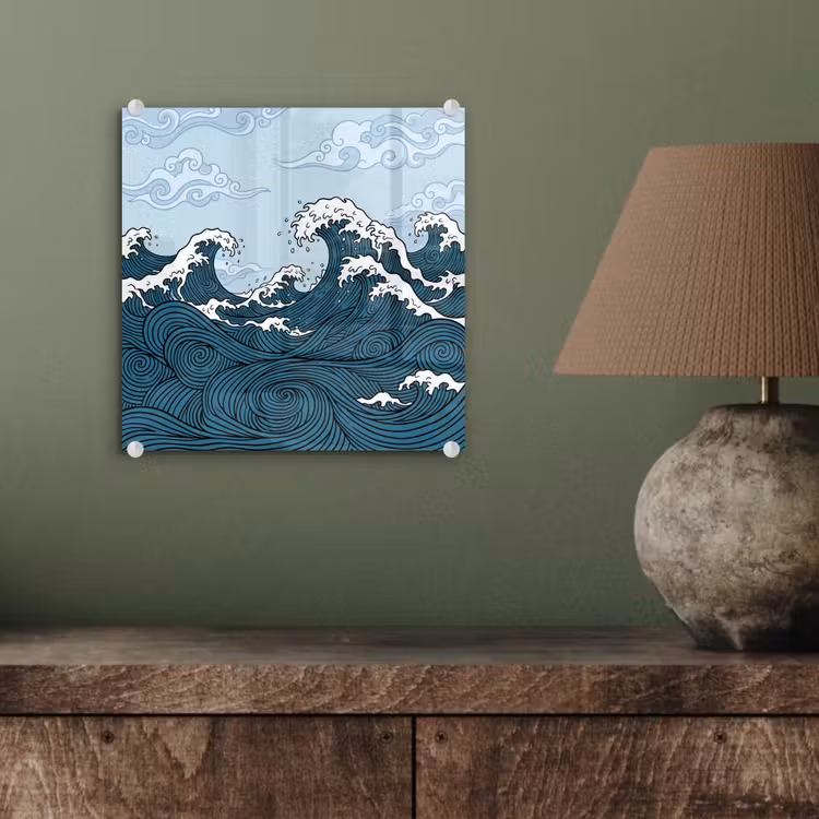 Zee - Golven - Japans - Natuur - Blauw plexiglas 5mm klein -sfeer3
