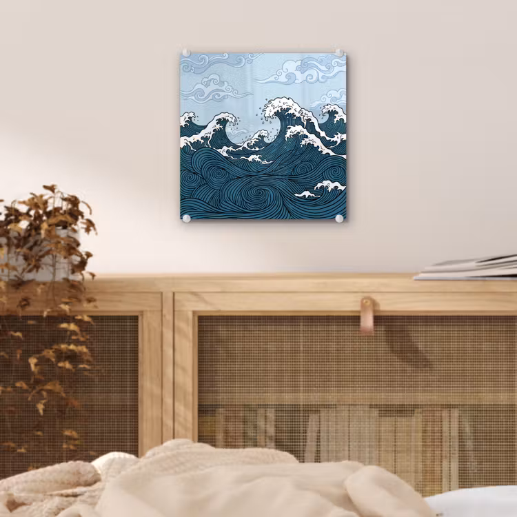 Zee - Golven - Japans - Natuur - Blauw plexiglas 5mm klein -sfeer4