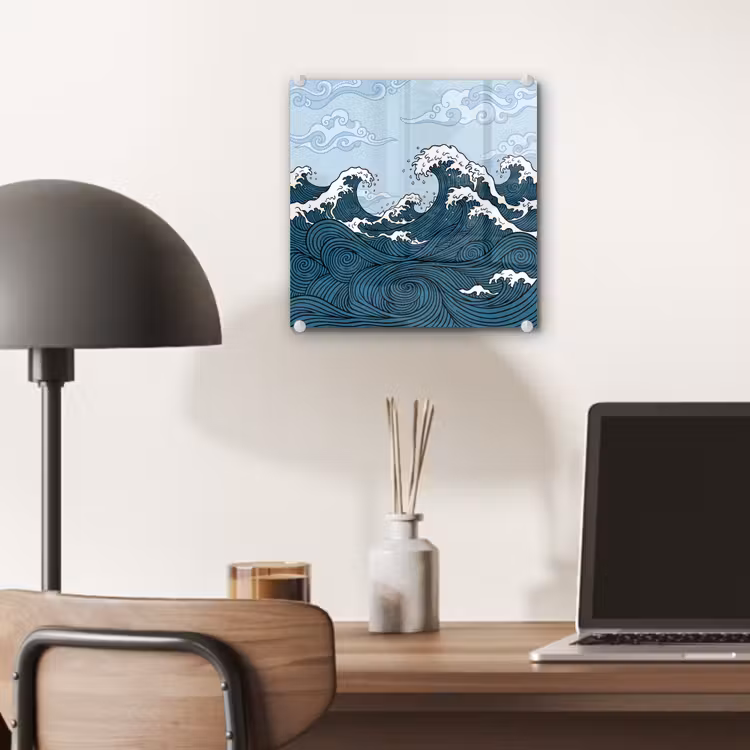 Zee - Golven - Japans - Natuur - Blauw plexiglas 5mm klein -sfeer6