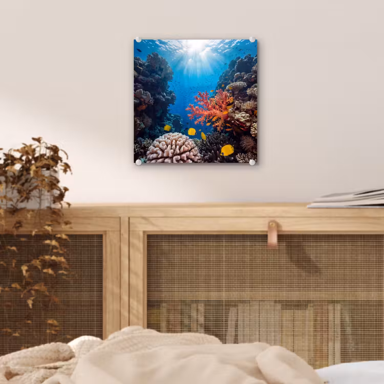Zee - Koraalrif - Natuur - Levendig - Blauw plexiglas 5mm klein -sfeer4