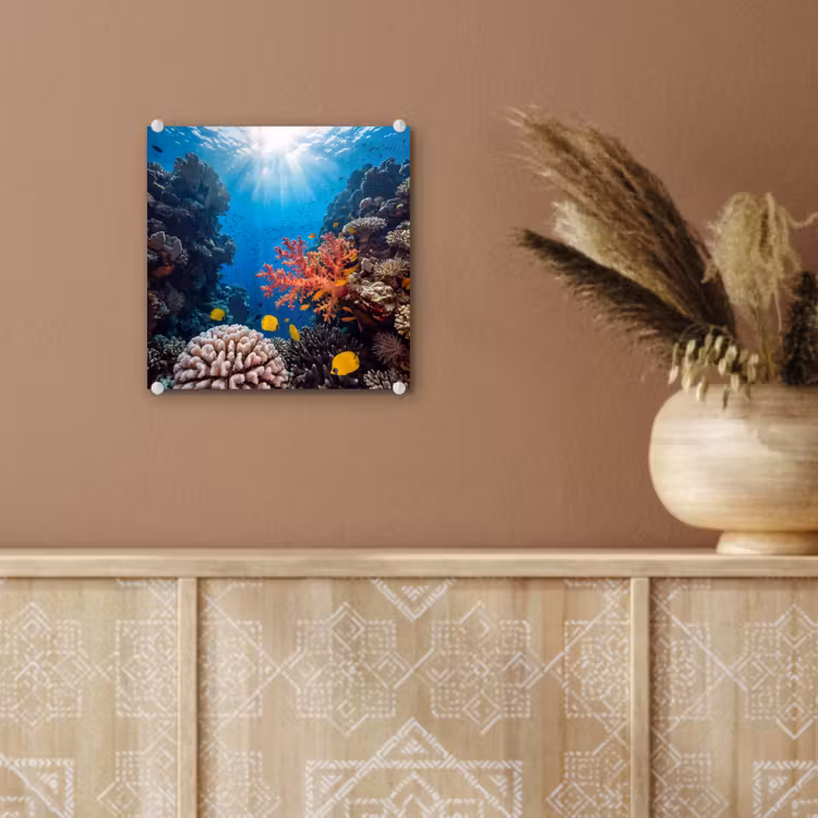 Zee - Koraalrif - Natuur - Levendig - Blauw plexiglas 5mm klein -sfeer5