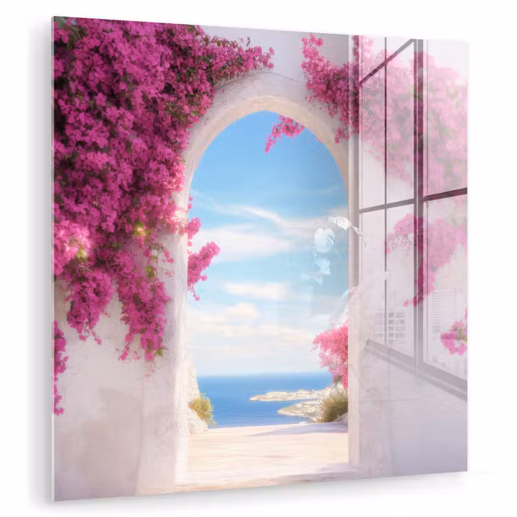 Zee - Roze - Bloemen - Poort plexiglas 5mm klein -zzzproduct_nieuw