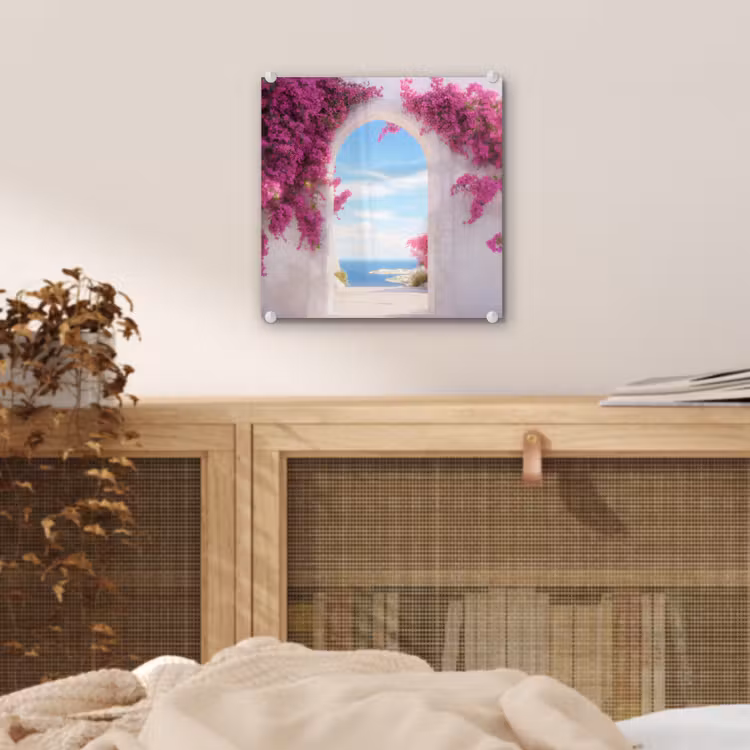 Zee - Roze - Bloemen - Poort plexiglas 5mm klein -sfeer4