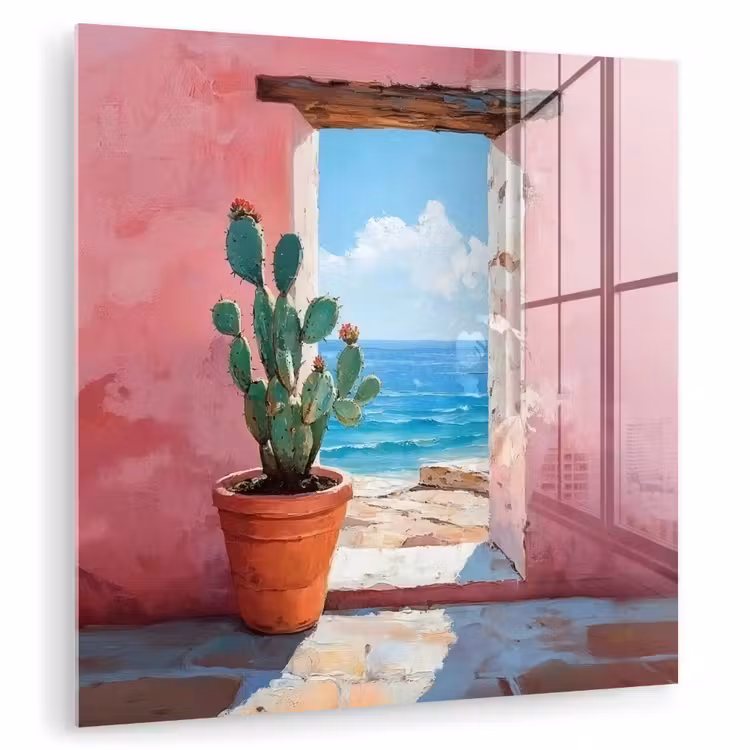 Zee - Roze - Cactus plexiglas 5mm klein -zzzproduct_nieuw