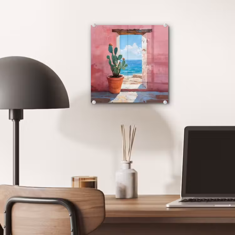 Zee - Roze - Cactus plexiglas 5mm klein -sfeer6