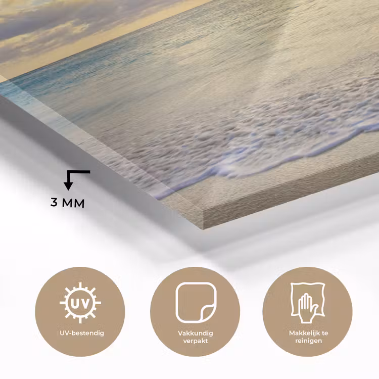 Zee - Strand - Wolken - Zon plexiglas 5mm klein -sfeer2