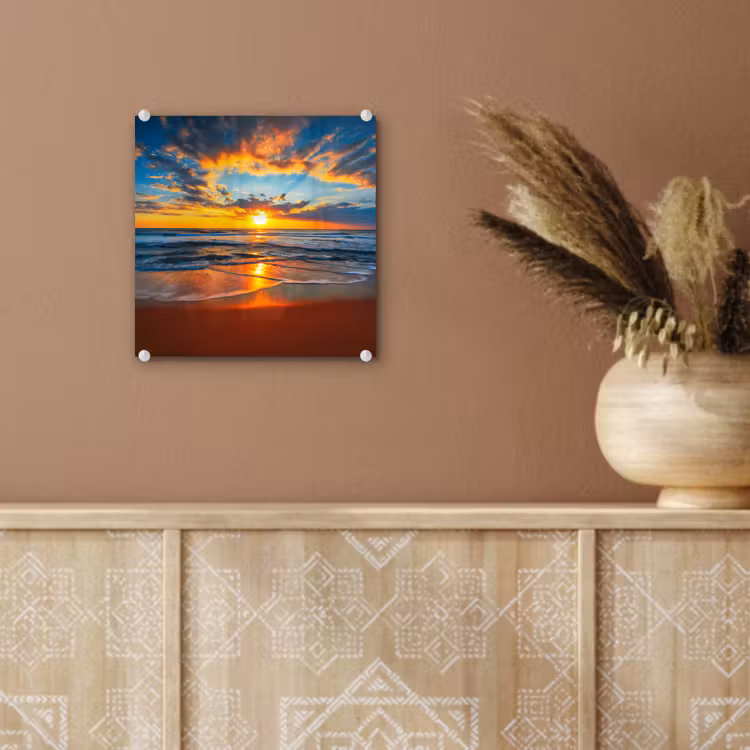 Zee - Zonsondergang - Strand - Wolken - Oranje plexiglas 5mm klein -sfeer5