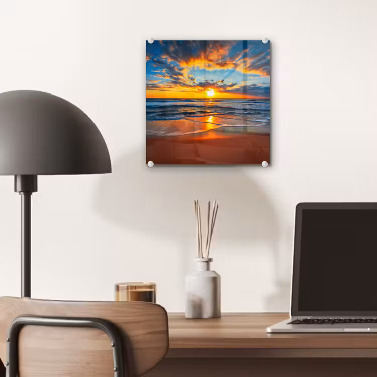 Zee - Zonsondergang - Strand - Wolken - Oranje plexiglas 5mm klein -sfeer6