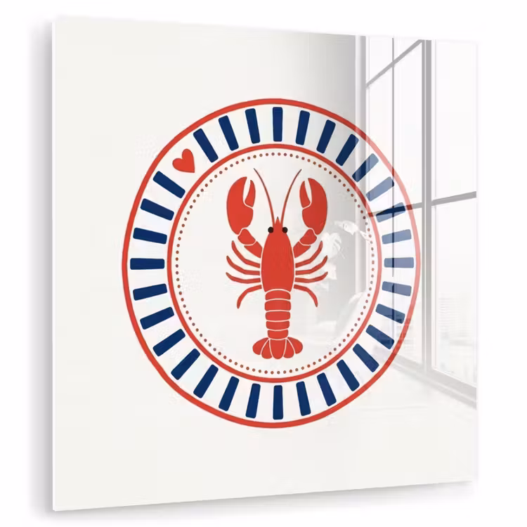 Zeeleven - Kreeft - Embleem - Grafisch - Rood plexiglas 5mm klein -zzzproduct_nieuw