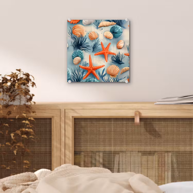 Zeesterren - Schelpen - Illustratie - Zand plexiglas 5mm klein -sfeer4