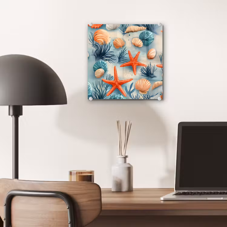 Zeesterren - Schelpen - Illustratie - Zand plexiglas 5mm klein -sfeer6