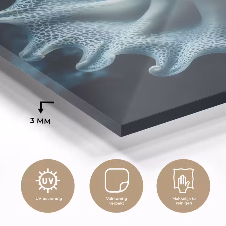 Zeewezen - Wit - Golven - Water plexiglas 5mm klein -sfeer2